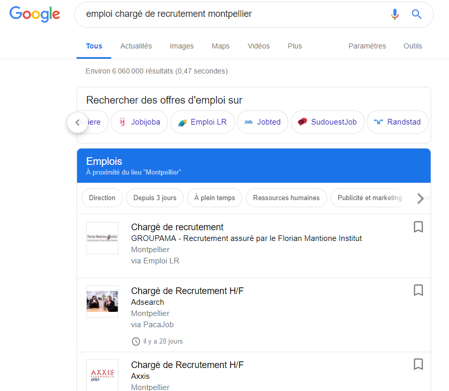 Recherche Emploi Google