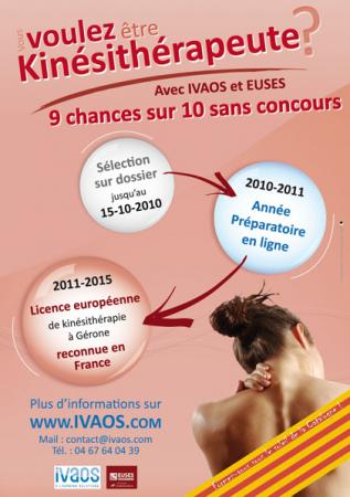 IVAOS propose, en octobre, une année préparatoire à la licence kinésithérapie de l’EUSES de Gérone.