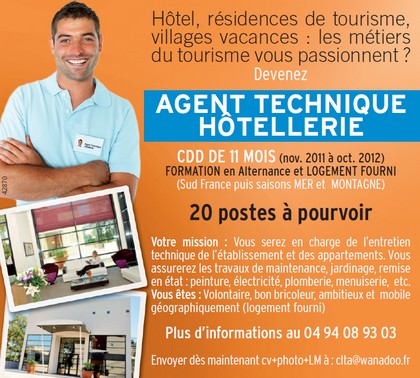 20 postes d’agent technique en hôtellerie à pourvoir en alternance