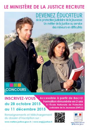 Inscription au concours des éducateurs de la PJJ jusqu’au 11 décembre