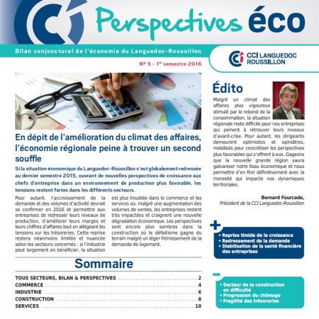 « Perspectives éco » : les bilans conjoncturels de l’économie en LR pour le 1er semestre 2016