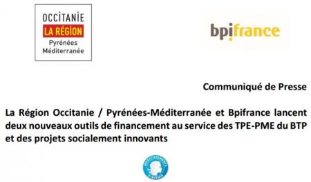 2 nouveaux outils de financement au service des TPE-PME du BTP et des projets socialement innovants en Occitanie