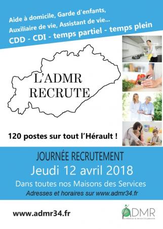 Journée recrutement à l'ADMR de l'Hérault le 12 avril : 120 postes à pourvoir