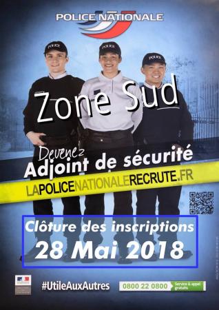 Recrutement d'adjoints de sécurité de la zone sud : jusqu'au 28 mai