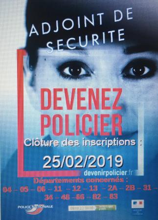 Recrutement d'adjoints de sécurité pour la zone sud : inscription avant le 25 février