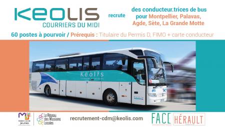 Keolis Courriers du Midi recrute 60 conducteur(trice)s de bus saisonniers.