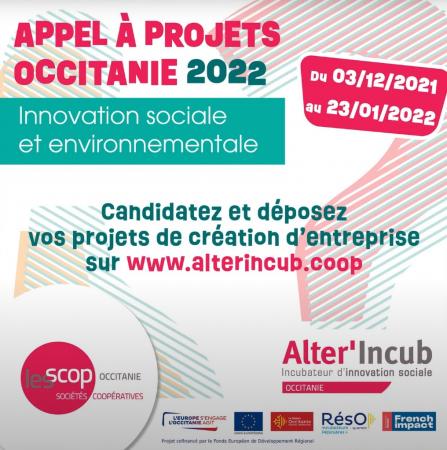 Alter'Incub Occitanie Pyrénées lance son nouvel appel à candidatures : inscriptions jusqu'au 23 janvier 2022.