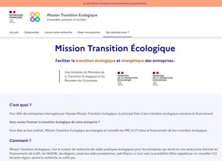 « Mission Transition Écologique » : un nouveau site qui regroupe les aides à la transition écologique des entreprises