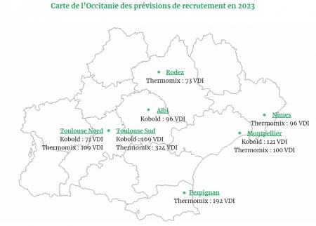 Vorwerk France recrute 894 conseiller·ère·s VDI chez Thermomix® et 457 chez Kobold en Occitanie.