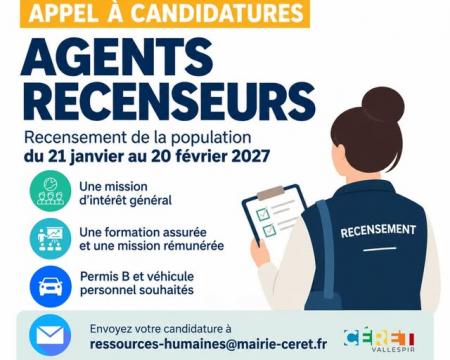 Céret recrute des agents recenseurs pour la campagne 2027