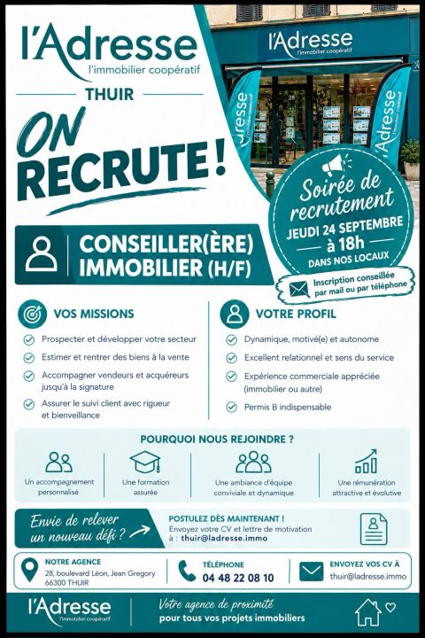 Soirée de recrutement – Conseiller immobilier à Thuir