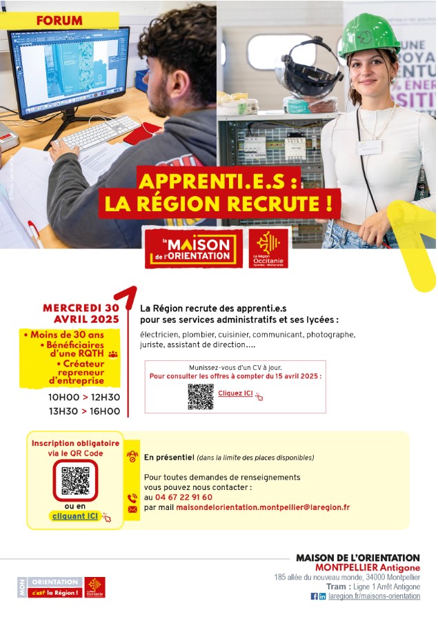 Apprenti.e.s : la Région recrute 