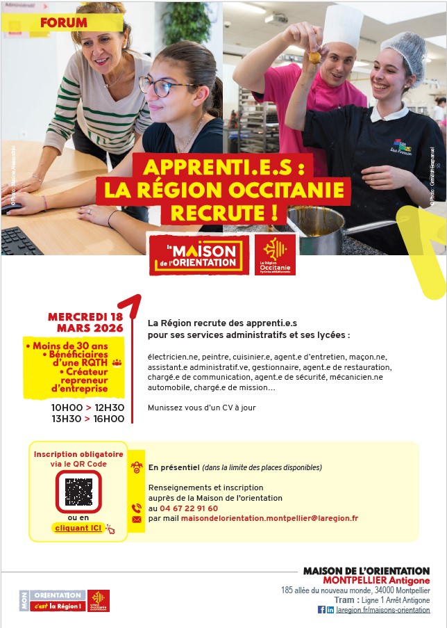 Apprenti.e.s : La Région recrute 