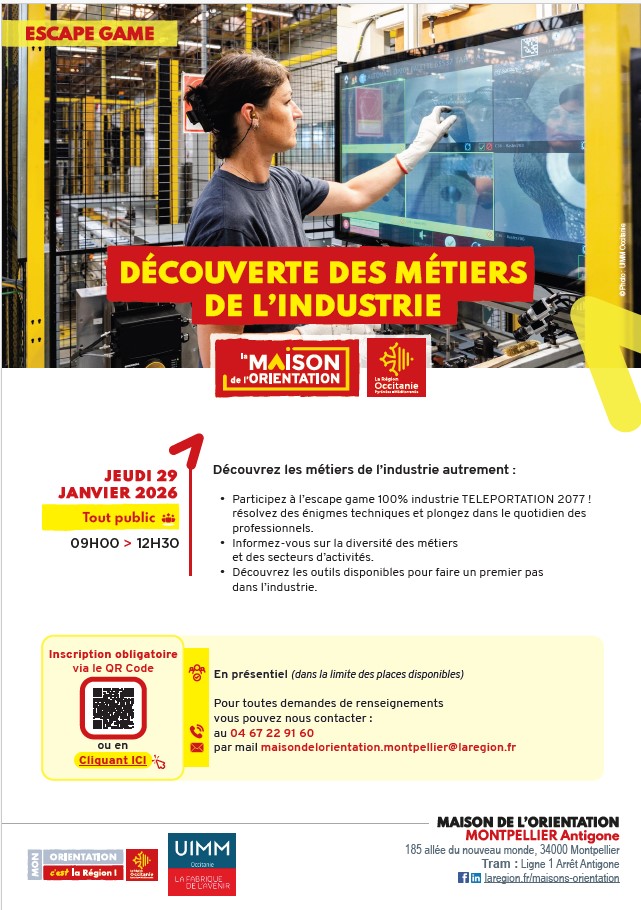 Découverte des métiers de l'industrie à la Maison de l'Orientation de Montpellier
