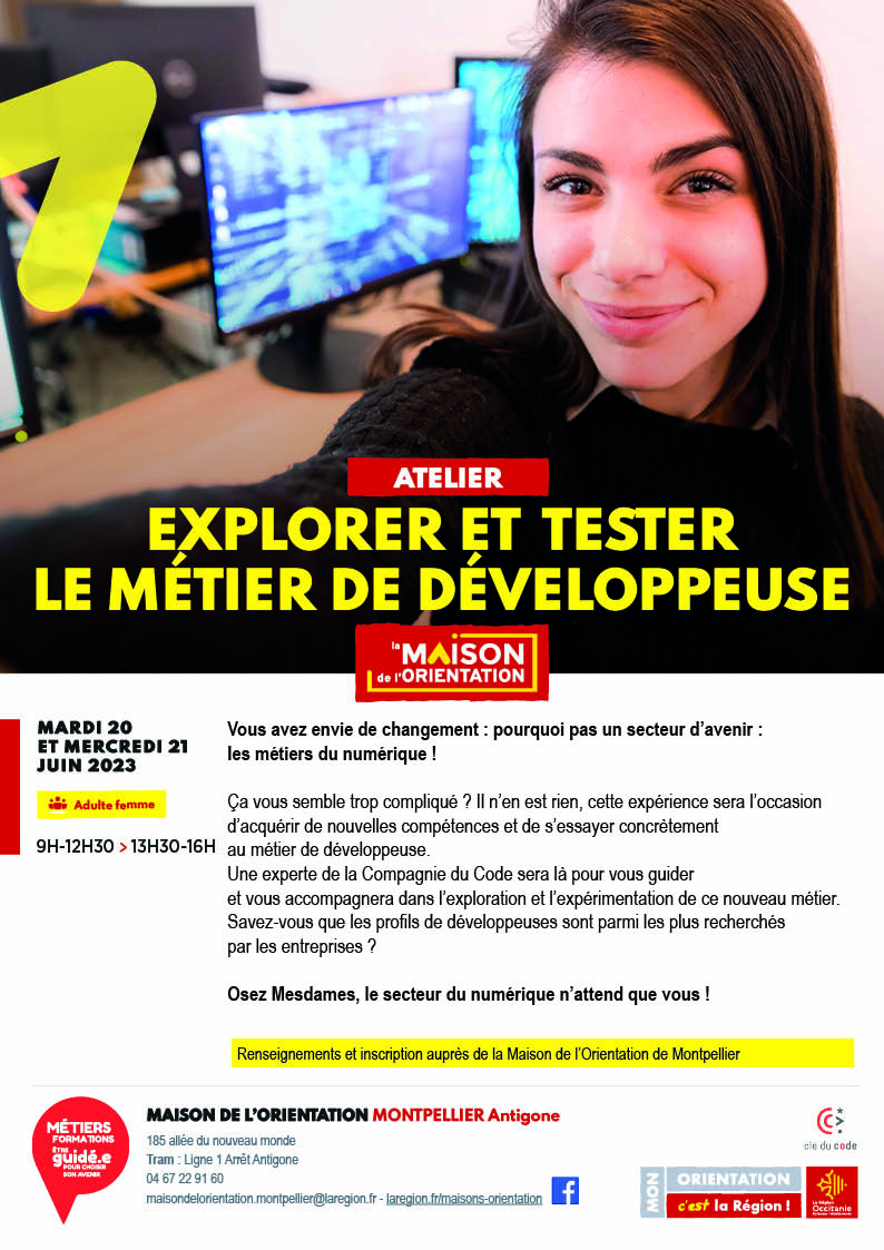 Explorer et tester le métier de développeuse - Public adulte femme