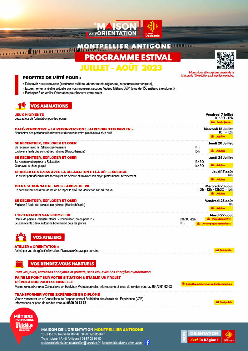 Programme estival Maison de l'orientation Montpellier - Café-rencontre « la reconversion : j’ai besoin d’en parler »