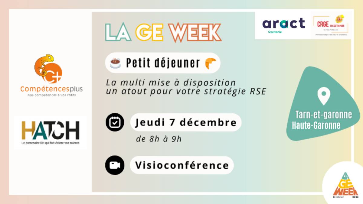 Petit dej' RSE HATCH x Compétences Plus “La multi mise à disposition un atout pour votre stratégie RSE”