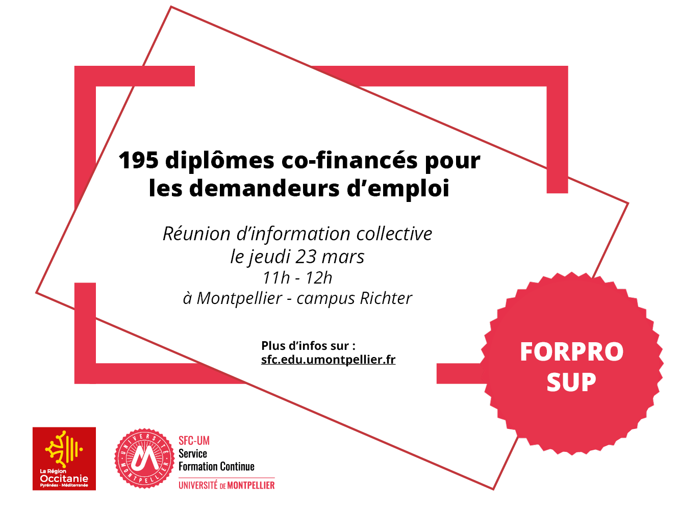 Réunion d'information collective FORPRO-SUP : 195 diplômes co-financés pour les demandeurs d'emploi