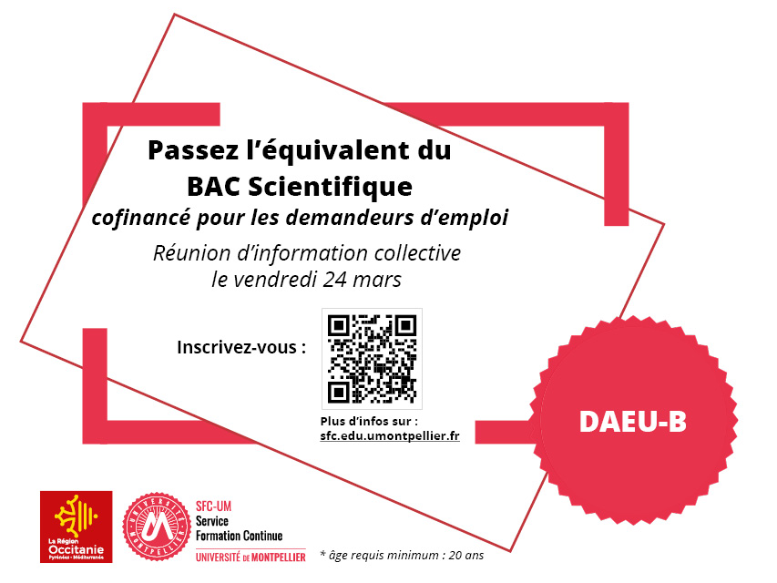 Réunion d'information collective DAEU-B & FORPRO-SUP : la reprise d'études avec l'équivalent du bac scientifique